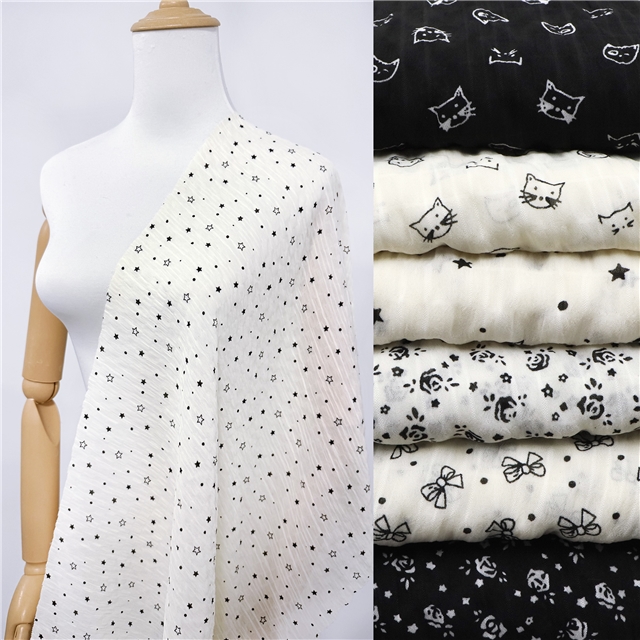 wrinkled watermark dot bow chiffon fabric