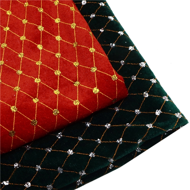 diamond patterned glitter velvet fabric