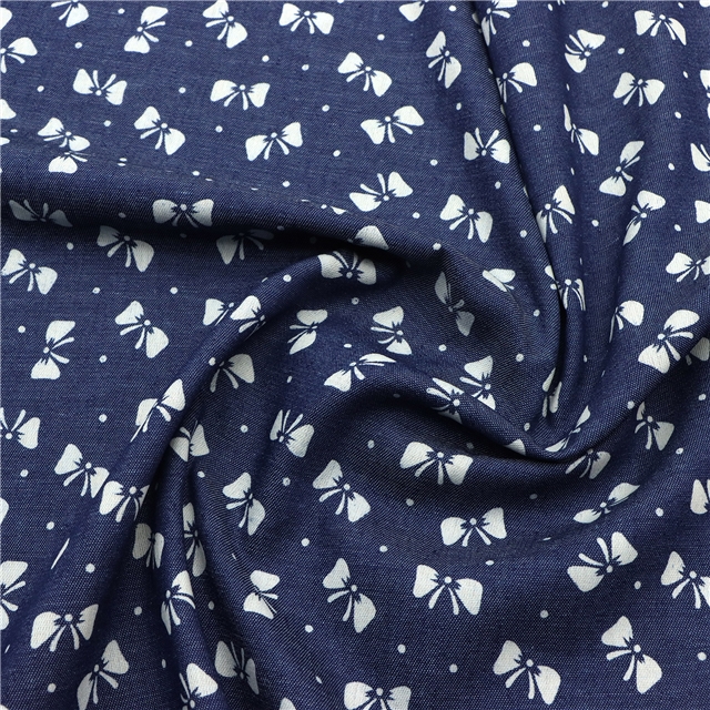dot bow denim fabric