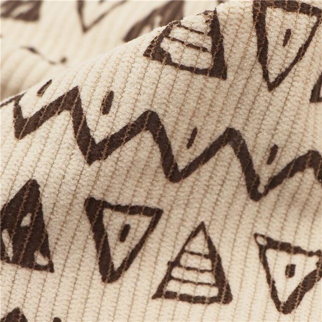 geometric pattern printed corduroy fabric