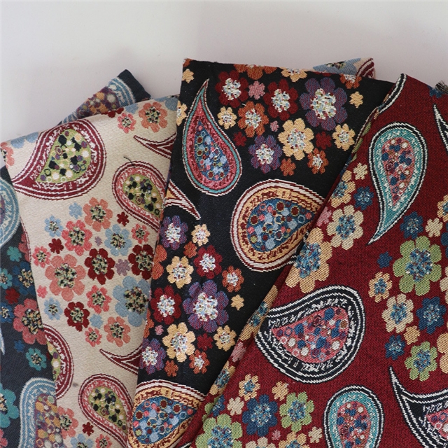 cashew flower polyester cotton yarn dyed jacquard fabric