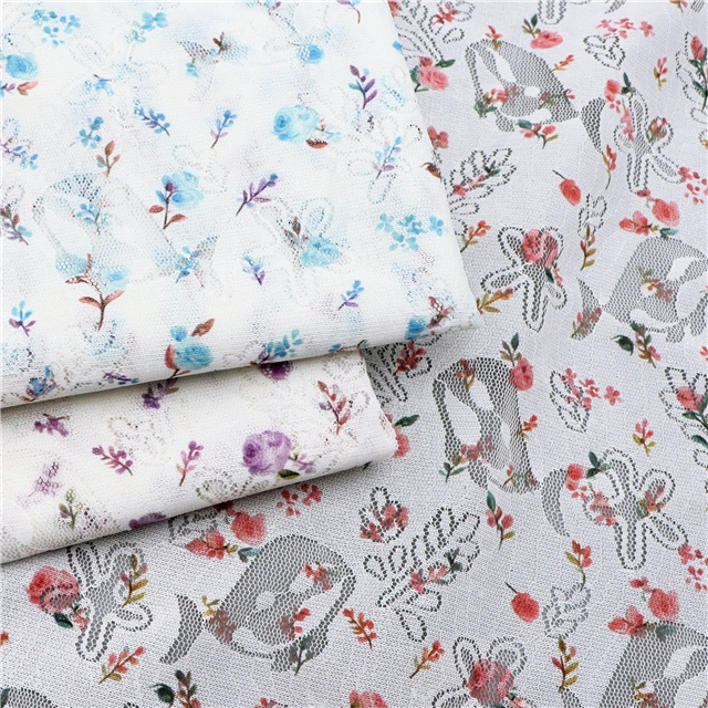 printed hollow the whale leaf flower lace fabric
