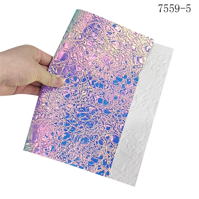 synthetic leather colorful laser wrinkled PU embossed leather