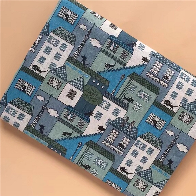 printed cotton and linen fabric for building construction