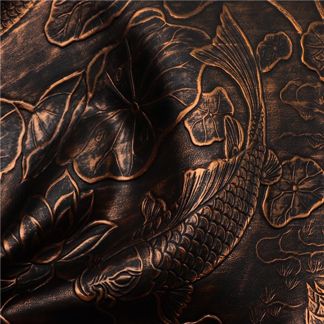 synthetic leather bump texture lotus flower fish rubbing faux leather