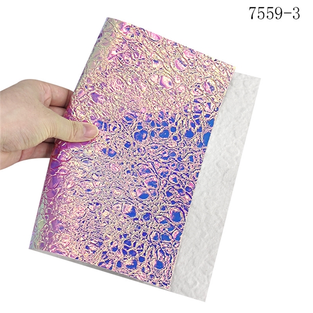 synthetic leather colorful laser wrinkled PU embossed leather