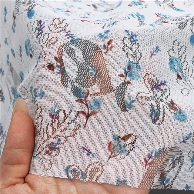 printed hollow the whale leaf flower lace fabric