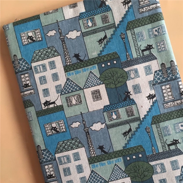 printed cotton and linen fabric for building construction