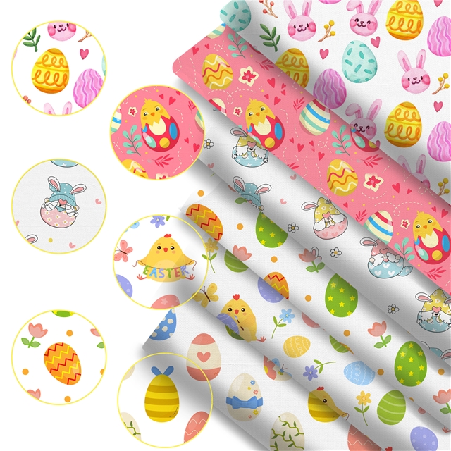 polyester cotton easter series polyester cotton fabric set (6 pcs/set)