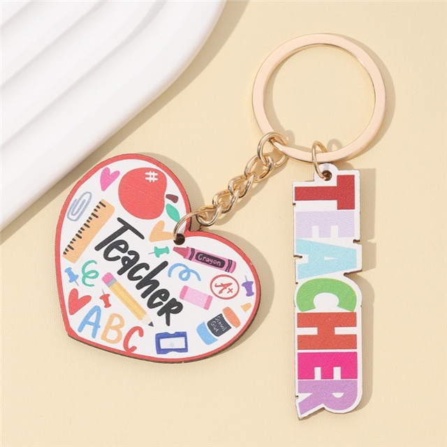 back to school wooden tassel keychain pendant