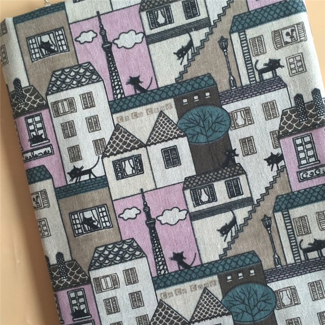 printed cotton and linen fabric for building construction