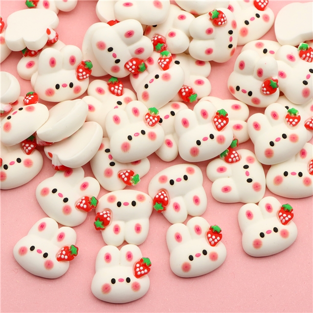 about: resin strawberry rabbit 3D resin accessories