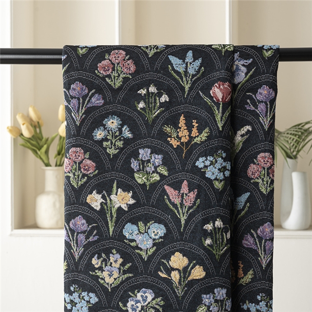 arched printed polyester cotton yarn dyed jacquard fabric