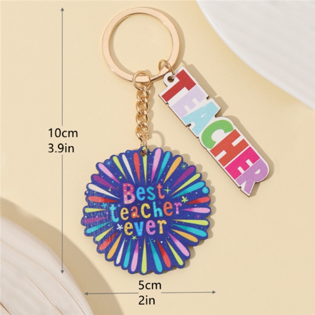 back to school wooden tassel keychain pendant