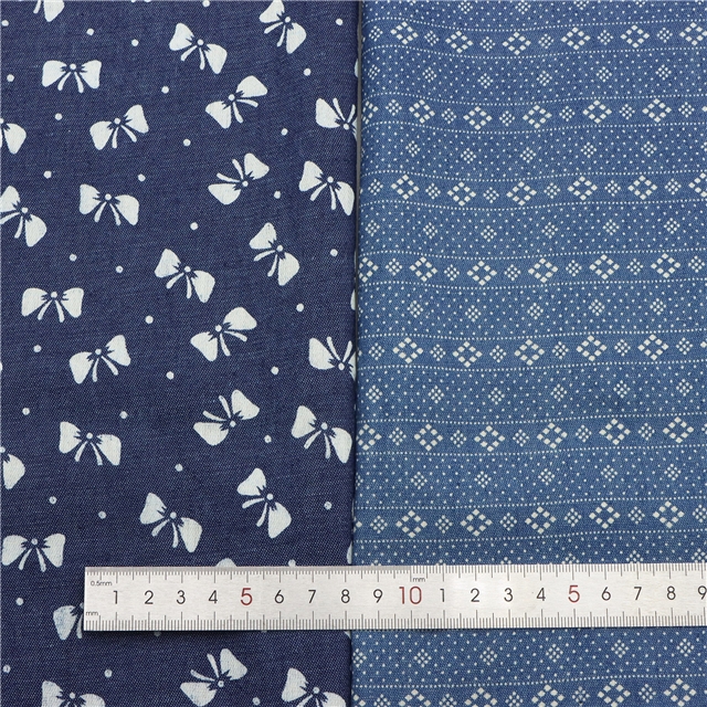 dot bow denim fabric