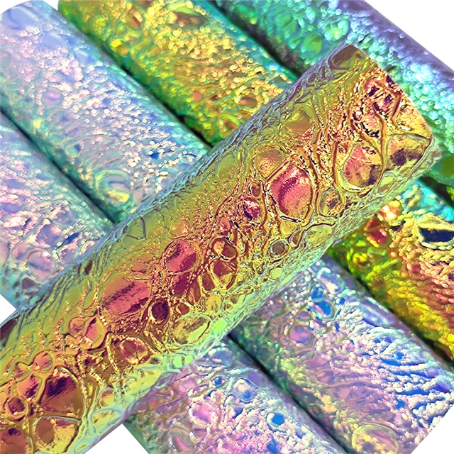 synthetic leather colorful laser wrinkled PU embossed leather