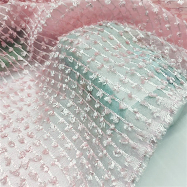 3d tassel trimmed organza fabric