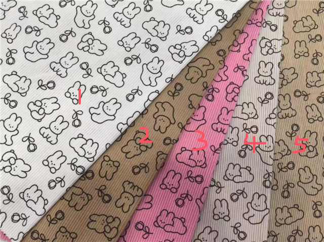 flower rabbit printed corduroy fabric