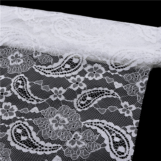 100% polyester cashew patterned hollow lace fabric