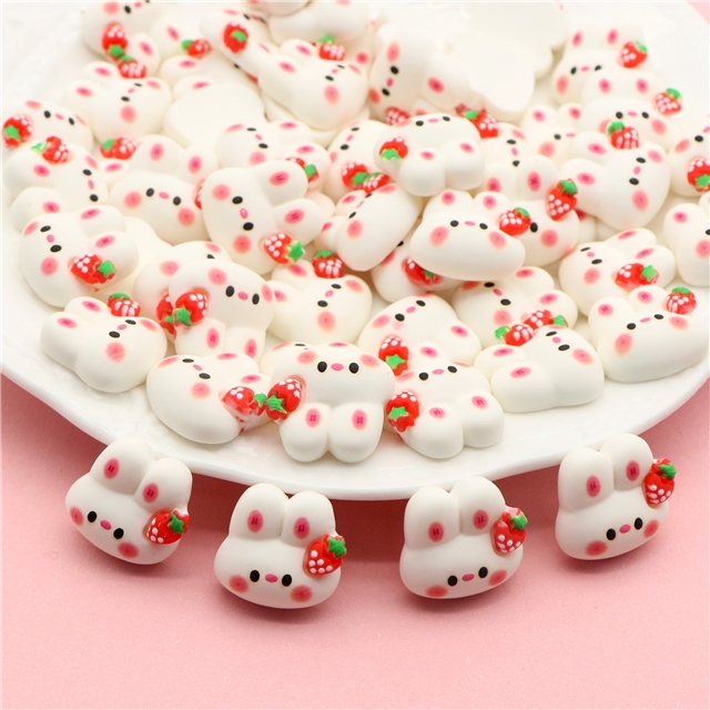 about: resin strawberry rabbit 3D resin accessories