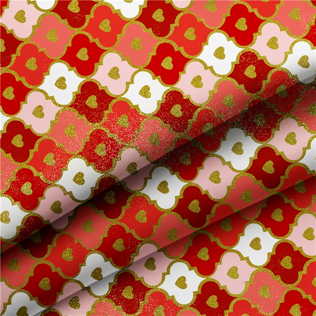 self printed gold foil faux leather fabric