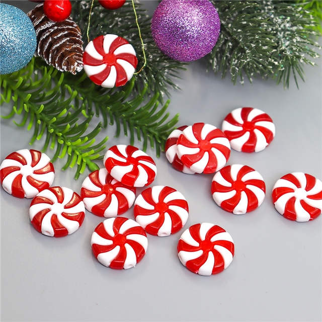 plastic double color christmas candy decorated with plastic beads (with hole)