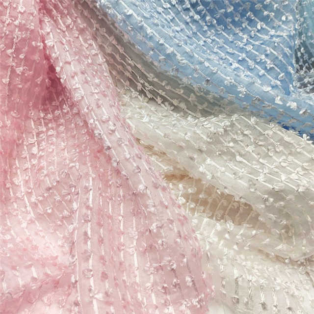 3d tassel trimmed organza fabric