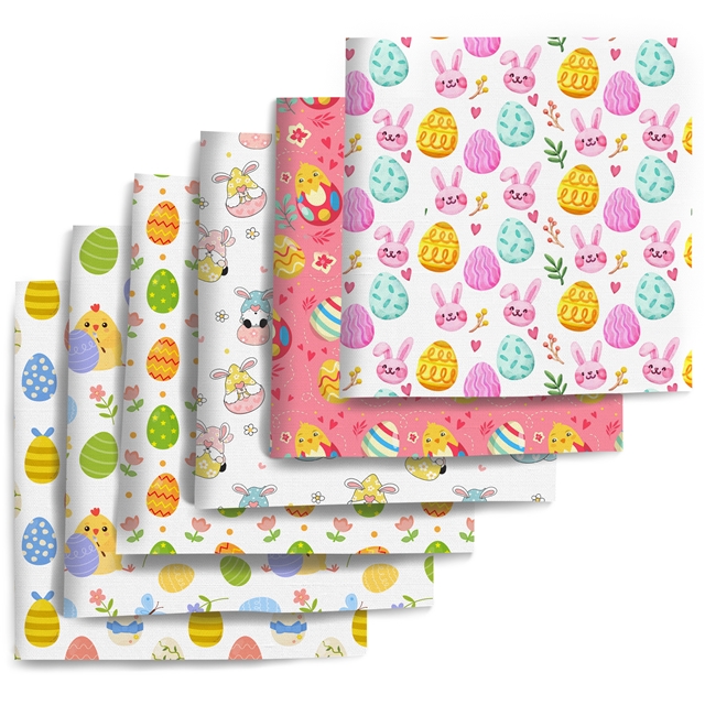 polyester cotton easter series polyester cotton fabric set (6 pcs/set)