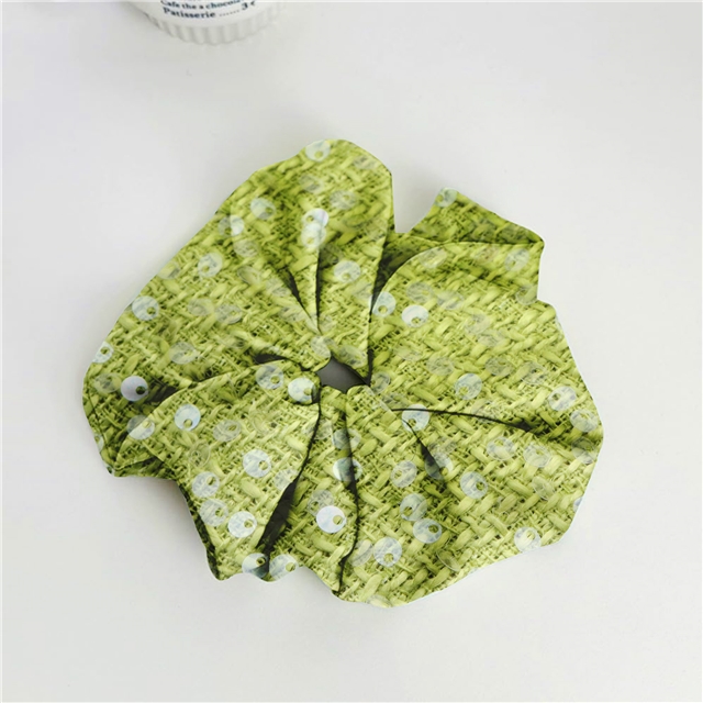 100% polyester round sequin woolen bright silk woven small fragrant fabric 6#grass green,50*140cm(19.7*55.1