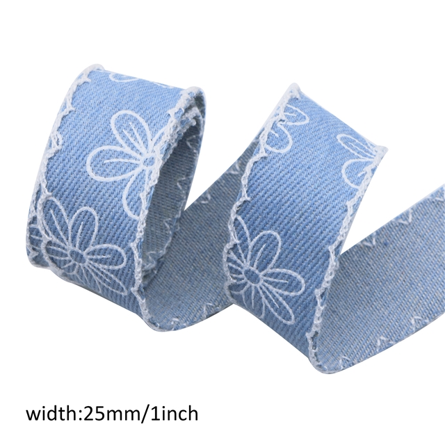 hook edge printed denim webbing 3#dark blue,2.5cm(1