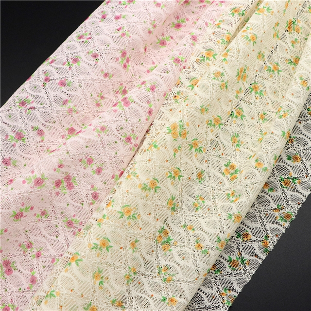 flower print rhombus lace fabric
