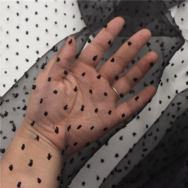 velvet dots mesh fabric