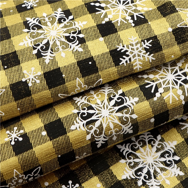 christmas snowflake plaid offset printing bamboo fiber fabric