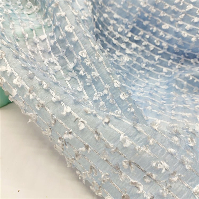 3d tassel trimmed organza fabric