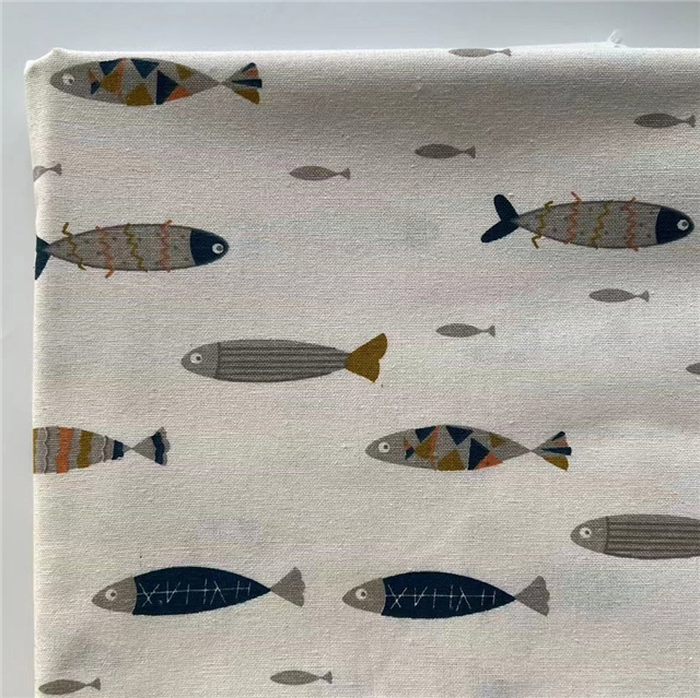 fish printing polyester cotton canvas fabric