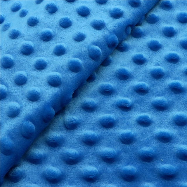 100% polyester Super soft foamed fabric short plush polka dot pea bean blanket fabric blue,50*145cm(19.7*57.1