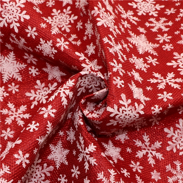 bright silk christmas snowflake ink printing plush bottom fabric