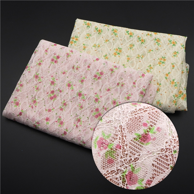 flower print rhombus lace fabric