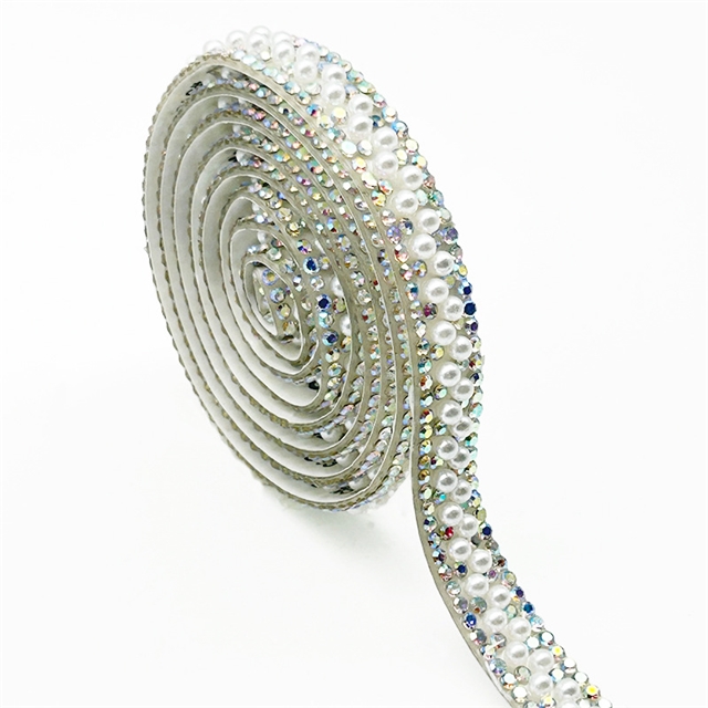 pearl rhinestones self-adhesive drill strip AB color,1cm(0.4