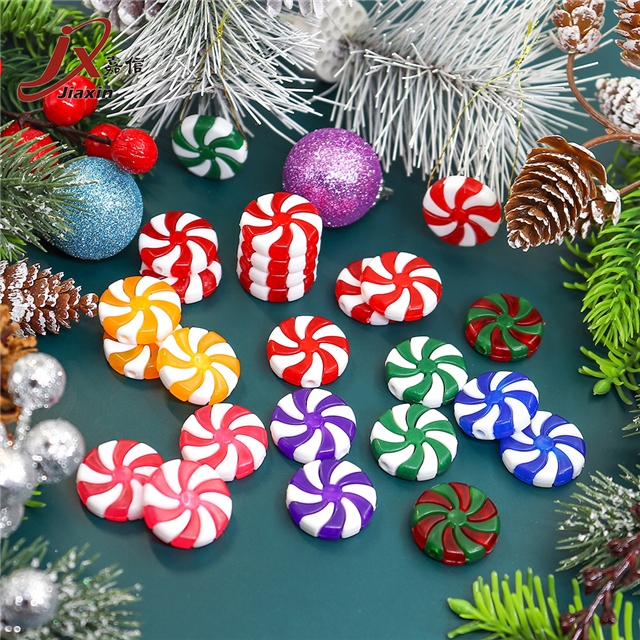 plastic double color christmas candy decorated with plastic beads (with hole)