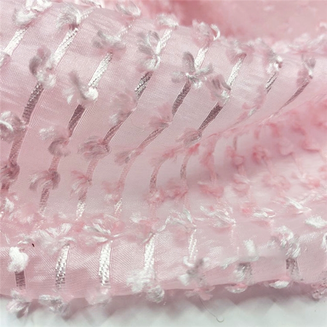 3d tassel trimmed organza fabric