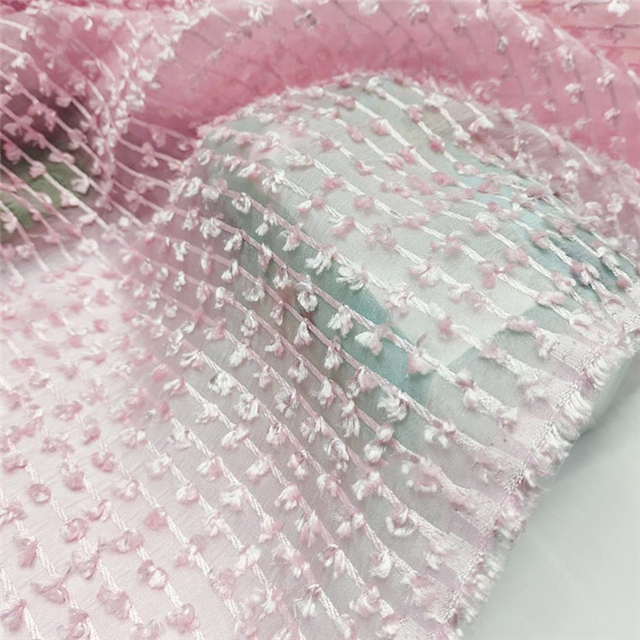 3d tassel trimmed organza fabric