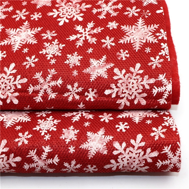 bright silk christmas snowflake ink printing plush bottom fabric