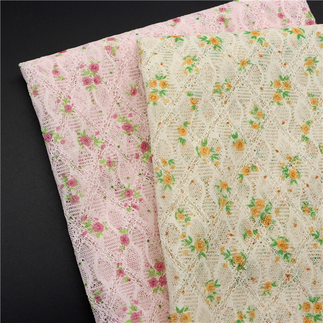 flower print rhombus lace fabric