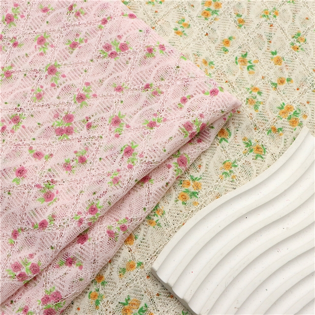 flower print rhombus lace fabric