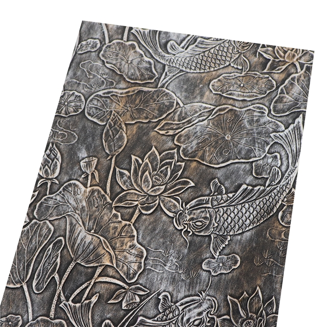synthetic leather bump texture lotus flower fish rubbing faux leather