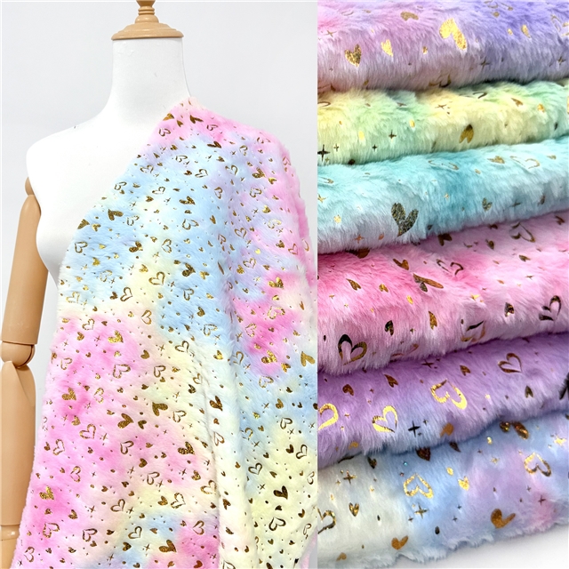 100% polyester tie dye laser hot stamping heart velvet fabric