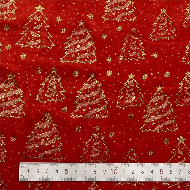 glitter offset printing christmas tree velvet fabric