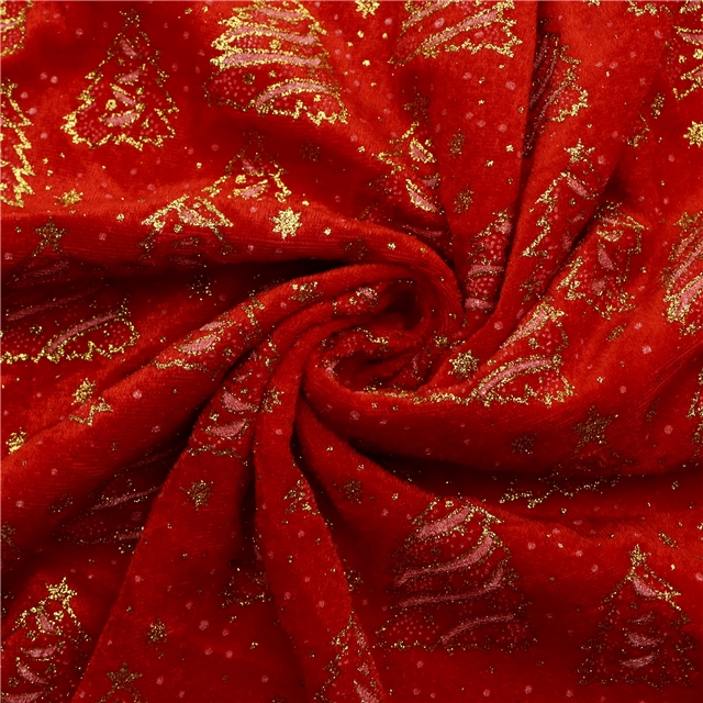 glitter offset printing christmas tree velvet fabric