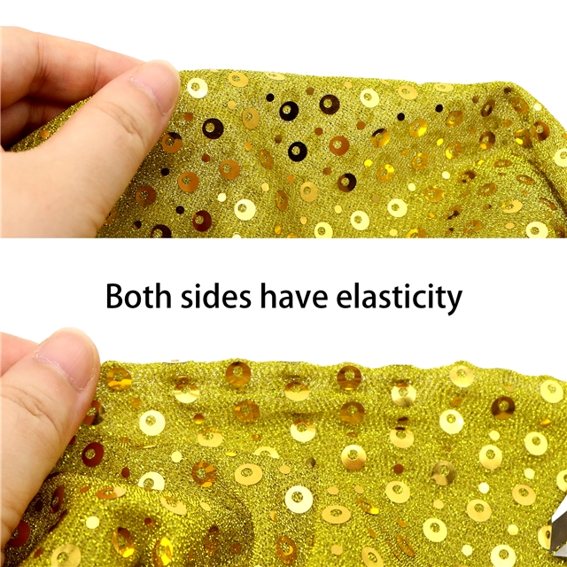 plain gold and silver wire 2 ways sequins fabric